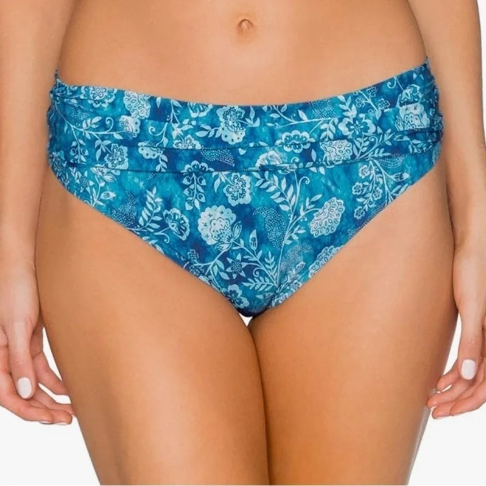 NWT Swim Systems by Sunsets Aloha Banded Bikini Bottoms XS Ocean Mist blue